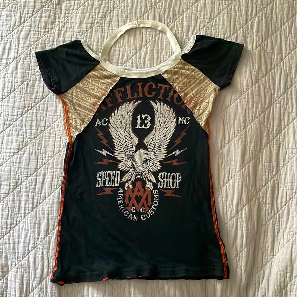 Affliction American Customs cut out neck top